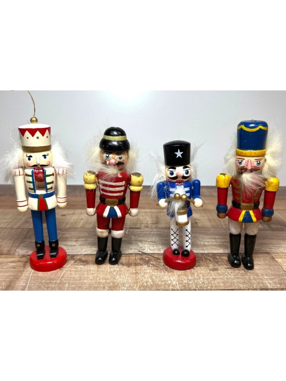 Vintage Wooden Nutcracker Figurines Set Of 4 Hand-Painted Holiday Decor 5 Inches